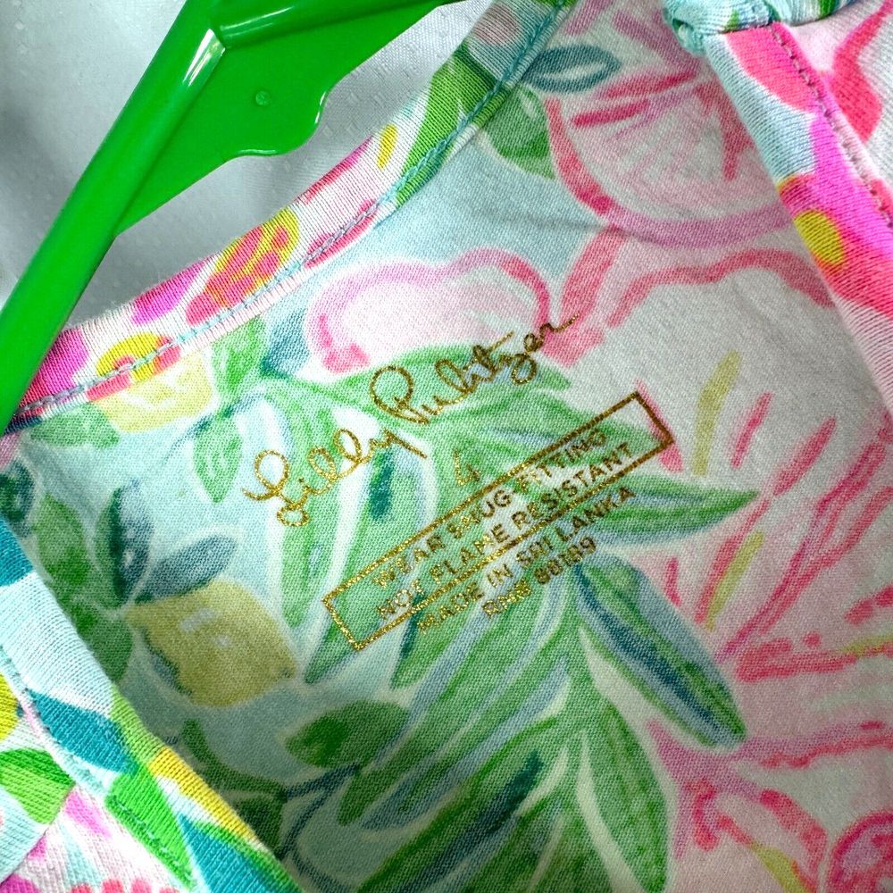 Lilly‎ Pultizer Girls Infant 1 Snug Fit Flamingo Floral Shirt Top Sz 1 - Picture 2 of 3